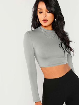 Slim Fitted Solid Crop Top