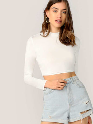 Slim Fitted Solid Crop Top