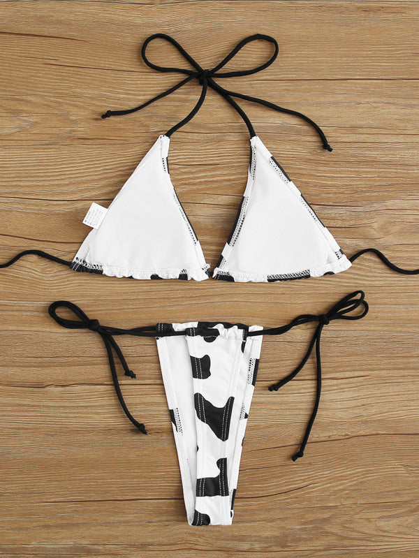 Cow Girl Print Thong Bikini