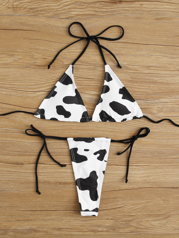 Cow Girl Print Thong Bikini