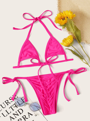Pink Cut-out Triangle Bikini