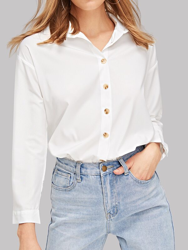 Solid White Button Up Shirt