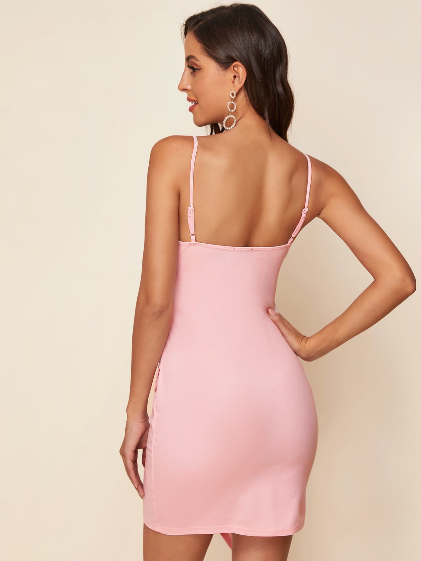 Pink Ting Wrap Asymmetrical Hem Dress