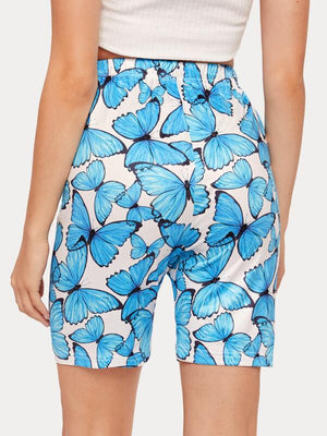 Blue Butterfly Biker Shorts