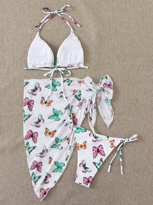 3pack Butterfly Swimsuit & Beach Skirt