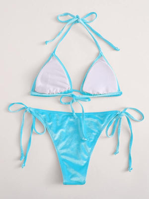 Aqua Velvet Tie Side Bikini