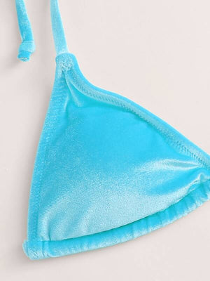 Aqua Velvet Tie Side Bikini