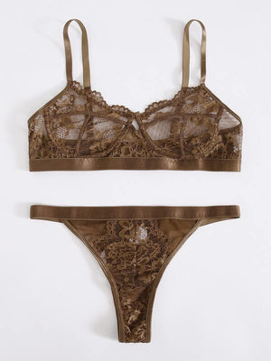 Nude And Earth Brown Lingerie Set