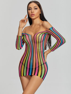 Colorful Sheer Lingerie Dress