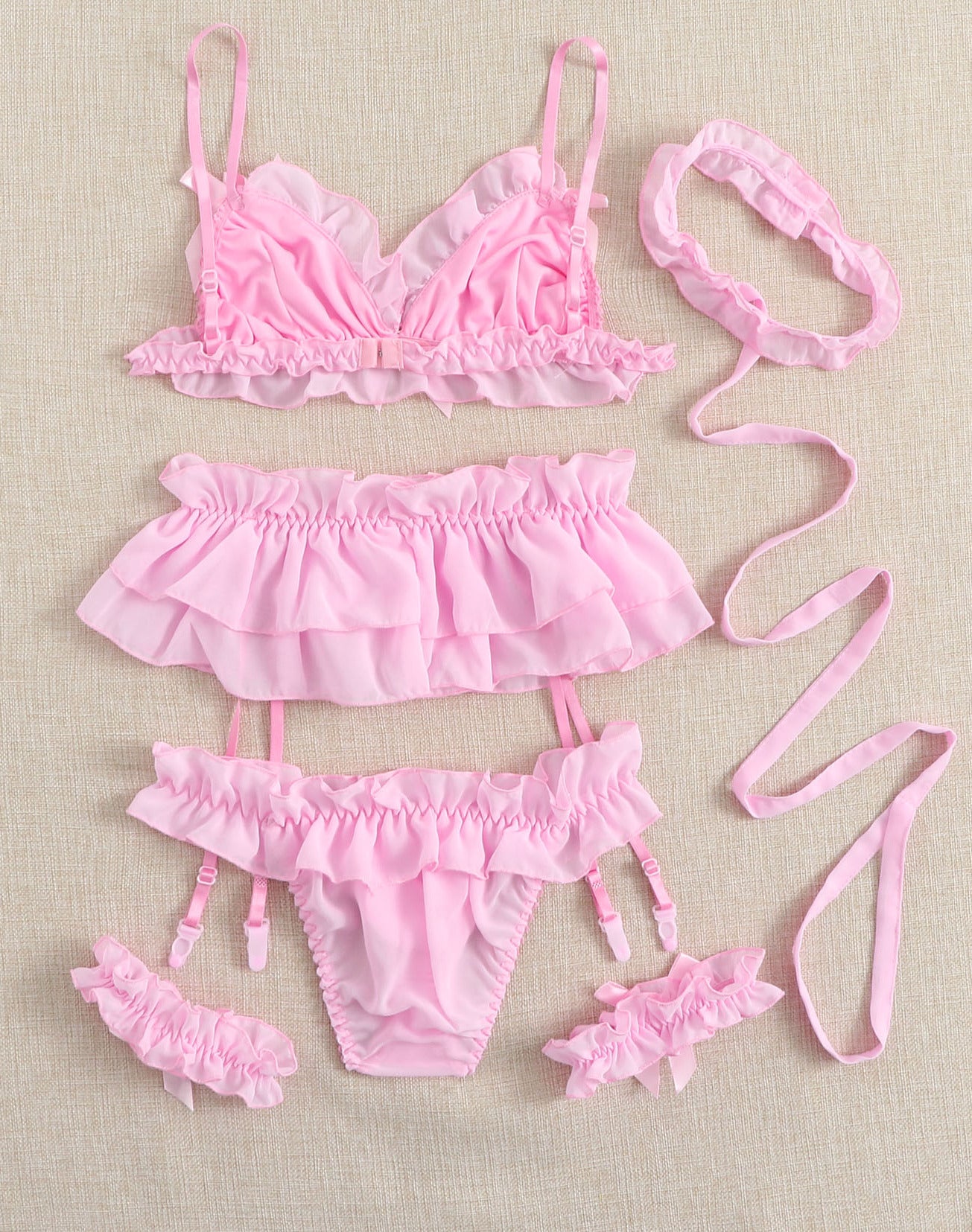 Chidozie Pink Bow Lingerie Set