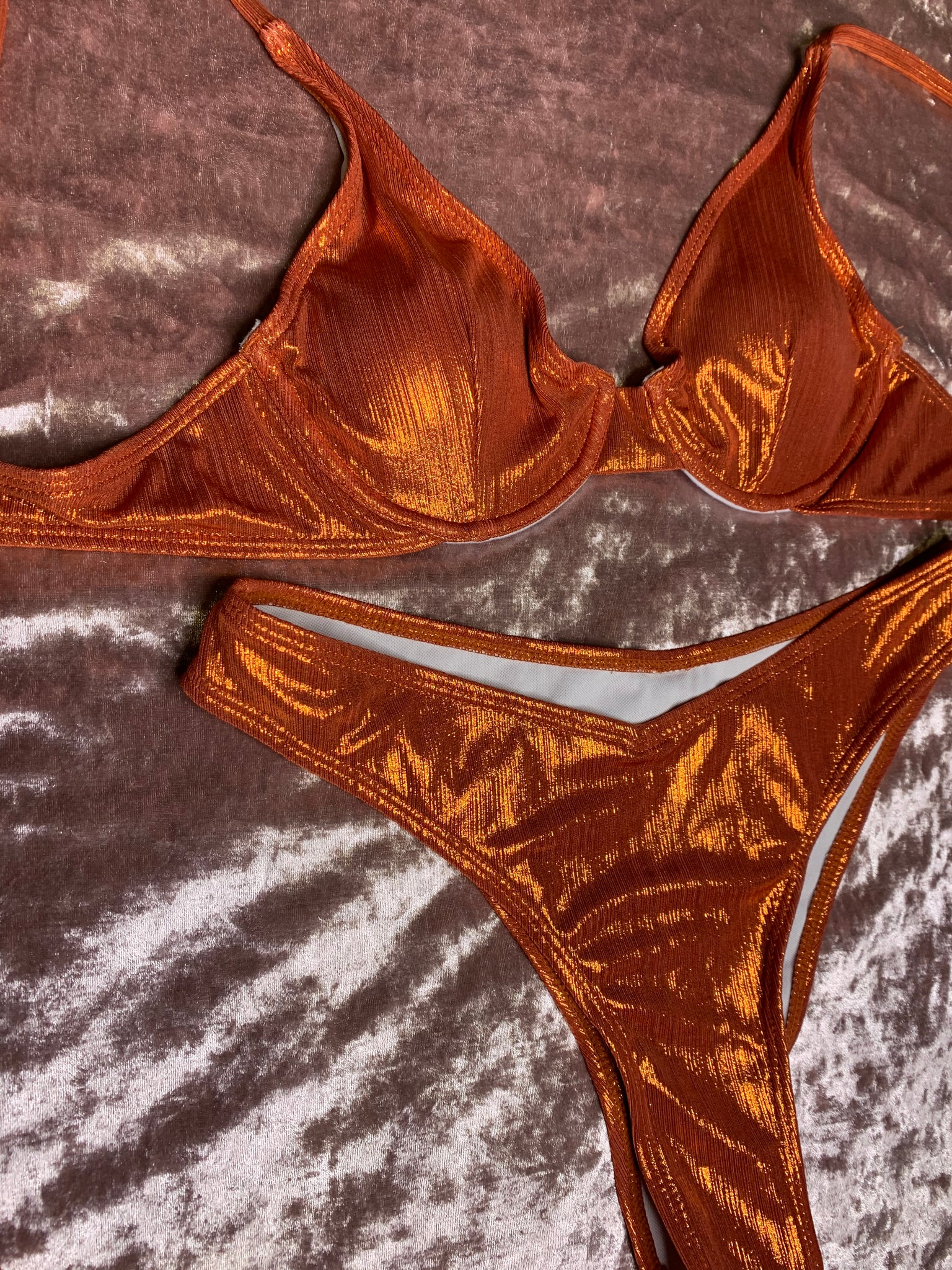 Metallic Burnt Orange Underwire Bikini