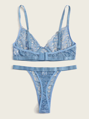 Nude And Earth Blue Underwire Lingerie Set