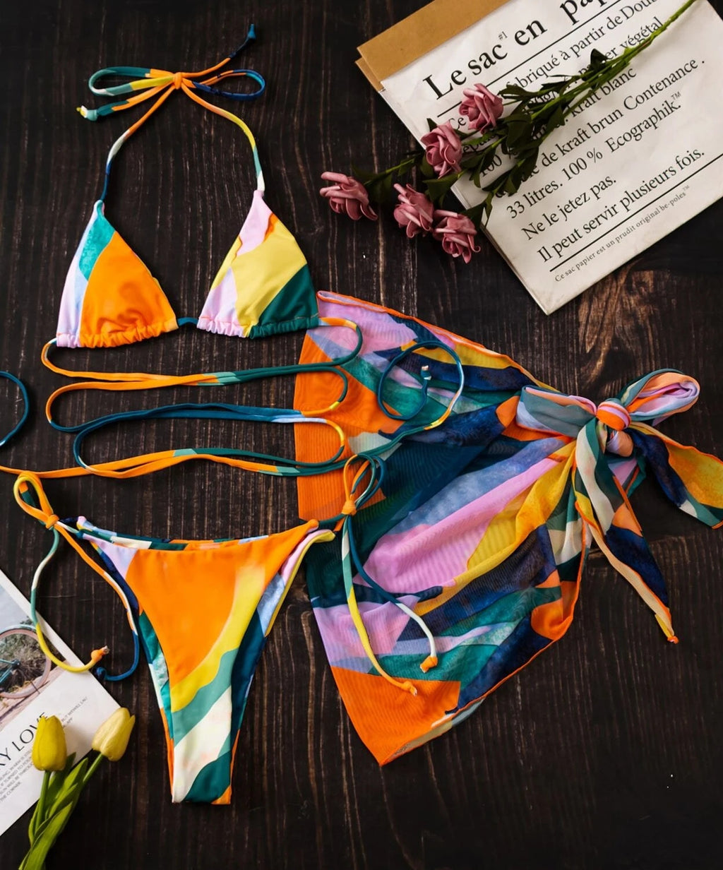Tropical Color Triangle Bikini Set