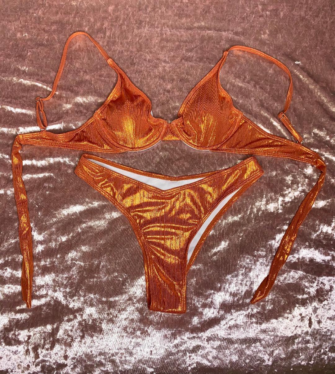Metallic Burnt Orange Underwire Bikini